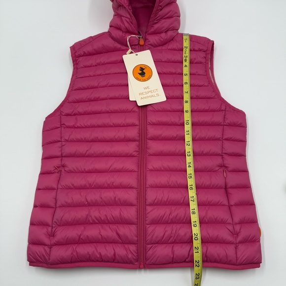 NWT SAVE THE DUCK Dia Giga 18 Fuchsia Lightweight Puffer Vest with Hood 2/M - Picture 13 of 16